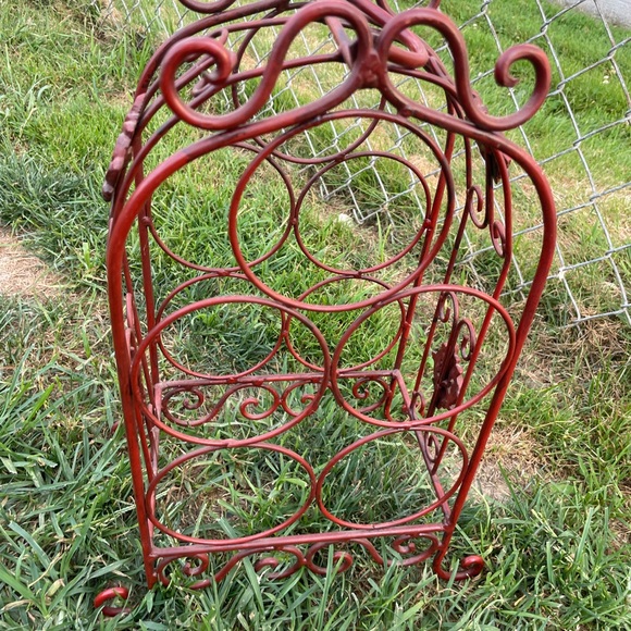 Antique Metal Red 5 Bottle Wine Rack - Picture 3 of 7